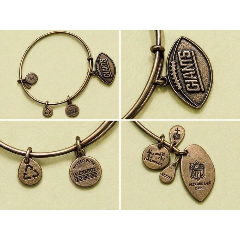 Alex and Ani New York Giants NFL Silver Expandable Bangle Charm Bracelet